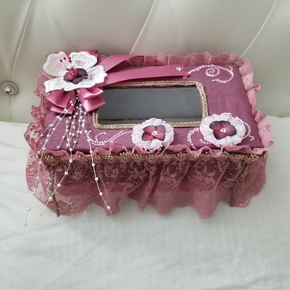 Shabby Chic Style tissue cover box.Pink - Picture 2 of 8